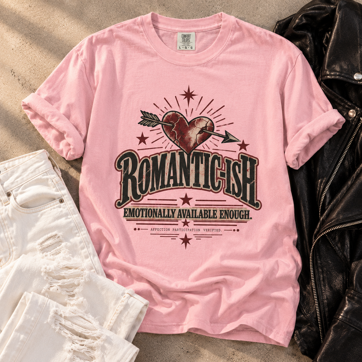 Romantic-ish. Emotionally Available Enough. | Vintage Valentine's Oversized Tee