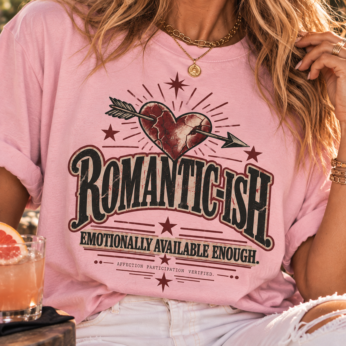 Romantic-ish. Emotionally Available Enough. | Vintage Valentine's Oversized Tee