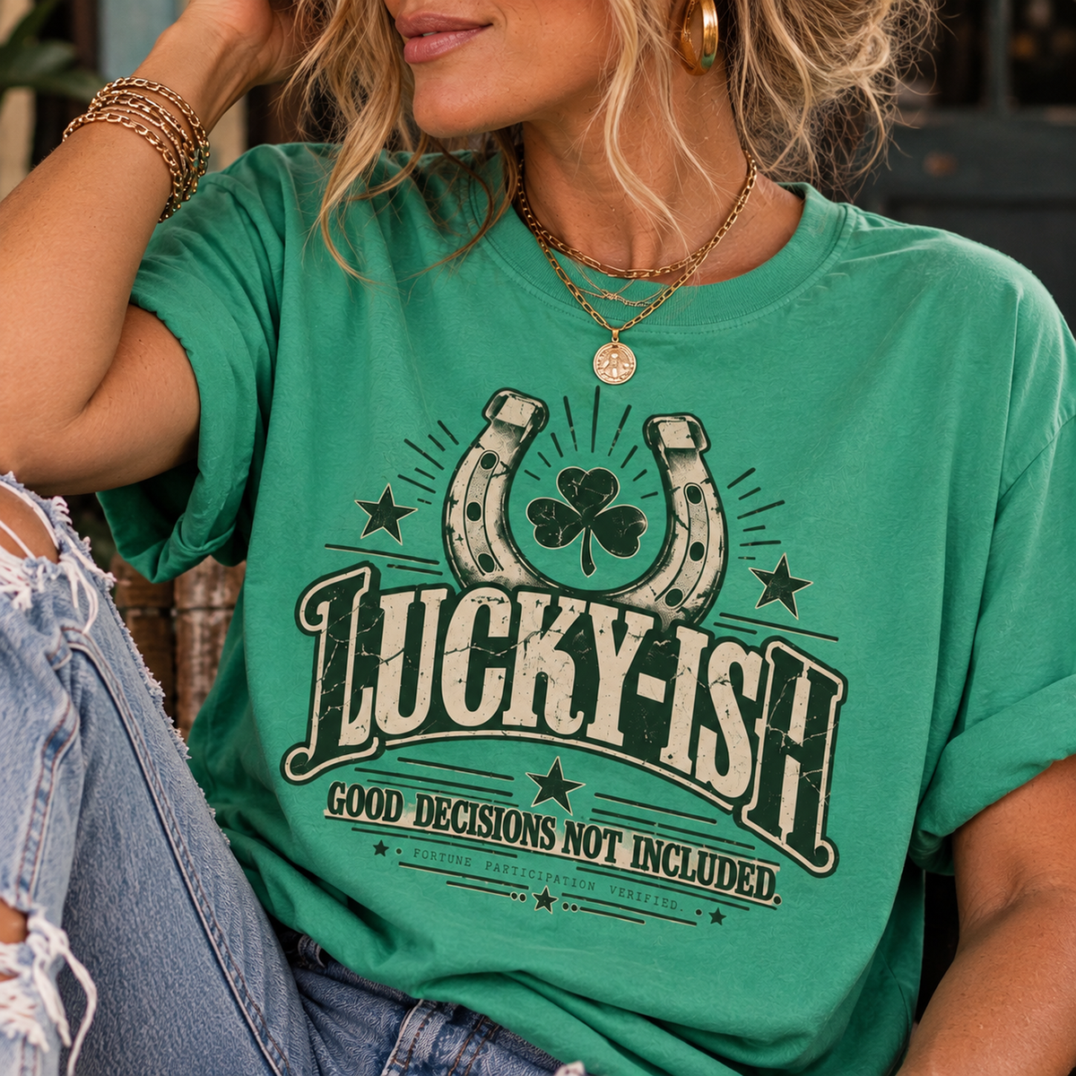 Lucky-ish. Good Decisions Not Included. | Vintage Oversized Tee