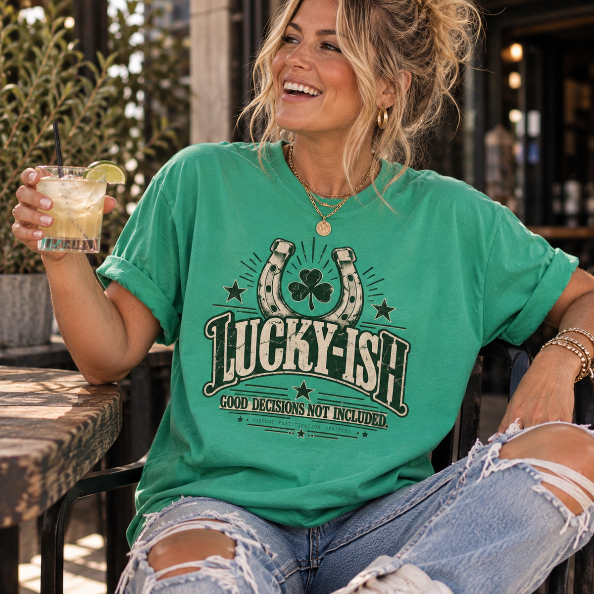 Lucky-ish. Good Decisions Not Included. | Vintage Oversized Tee