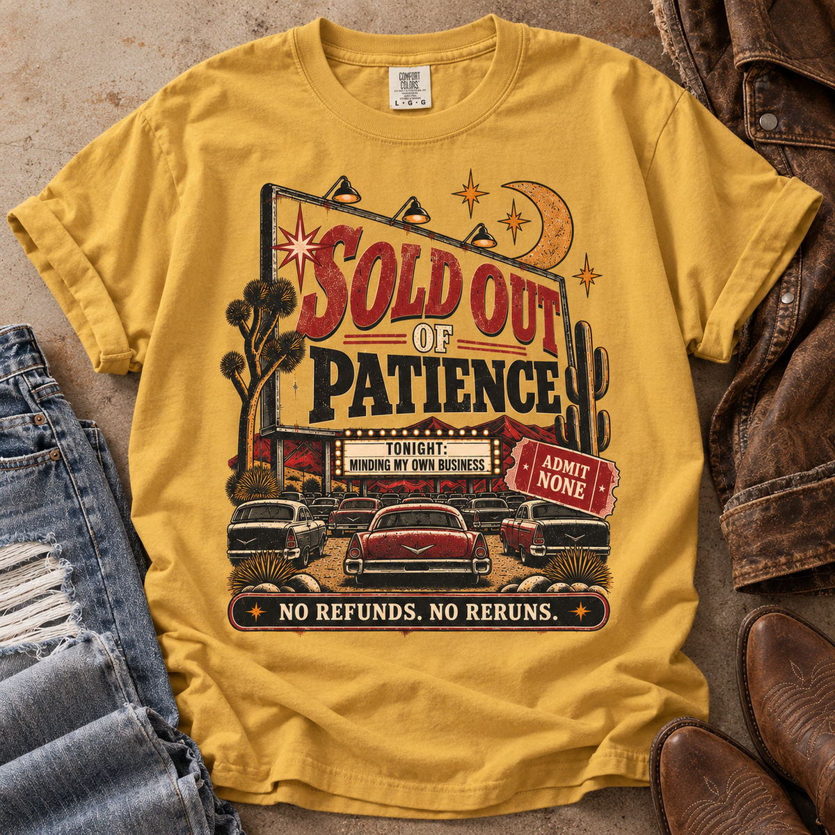 Sold Out of Patience | Vintage Drive-In Oversized Tee