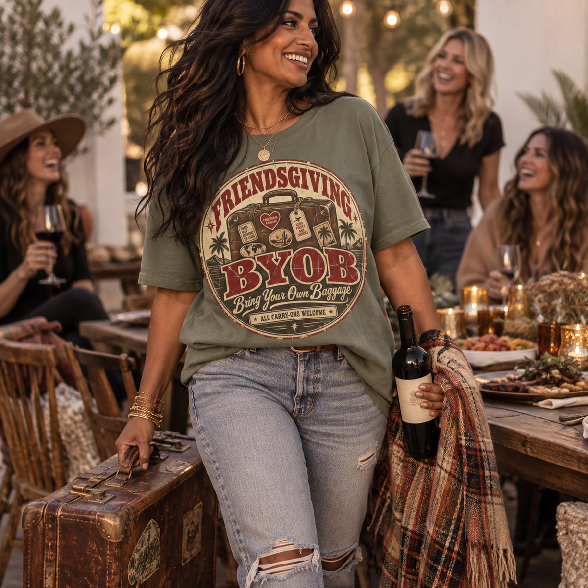 BYOB: Bring Your Own Baggage | Vintage Friendsgiving Oversized Tee