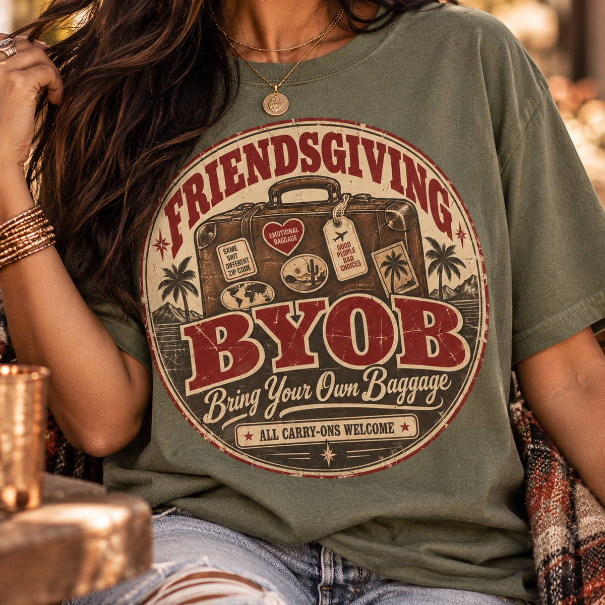 BYOB: Bring Your Own Baggage | Vintage Friendsgiving Oversized Tee
