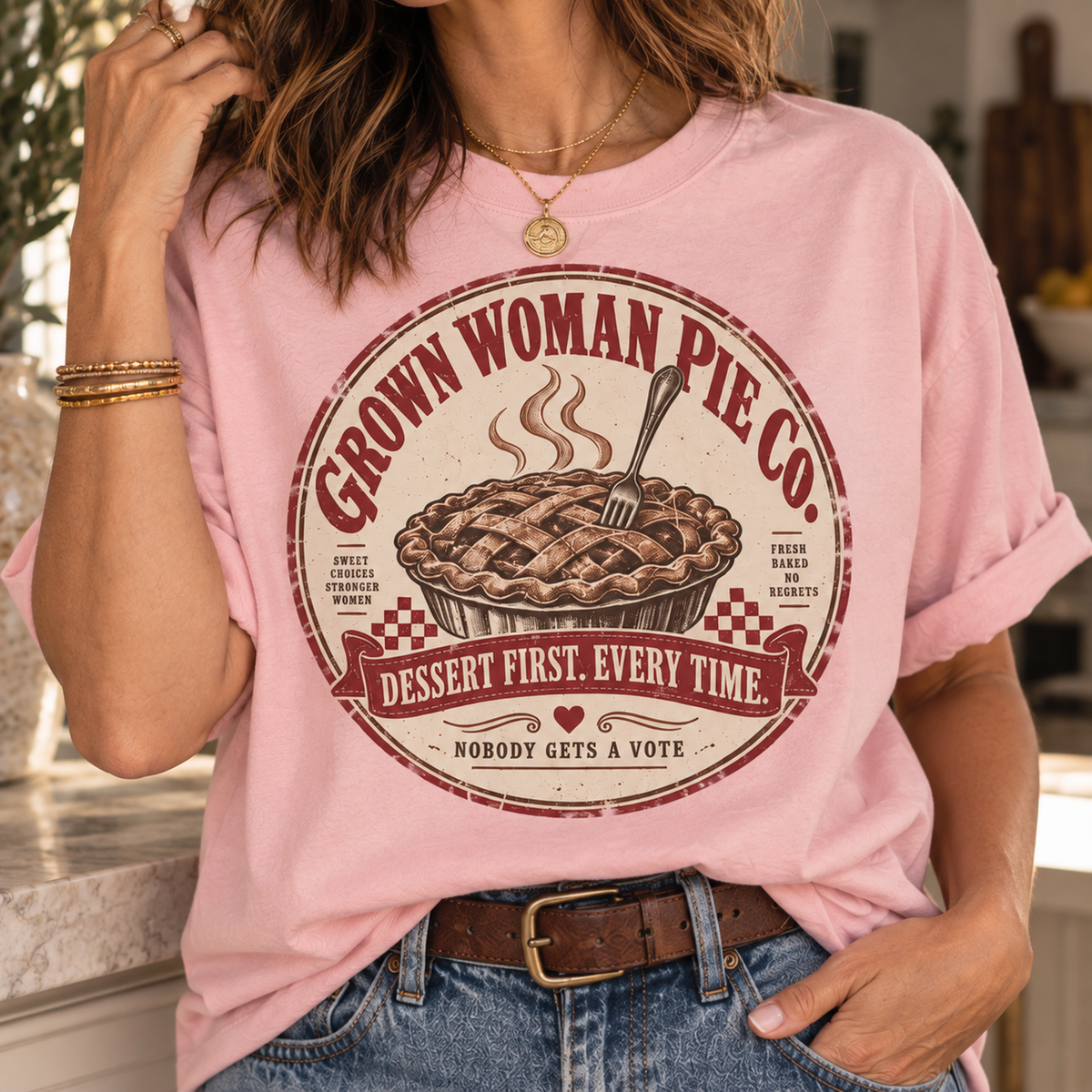 Grown Woman Pie Co. | Dessert First Vintage Oversized Tee
