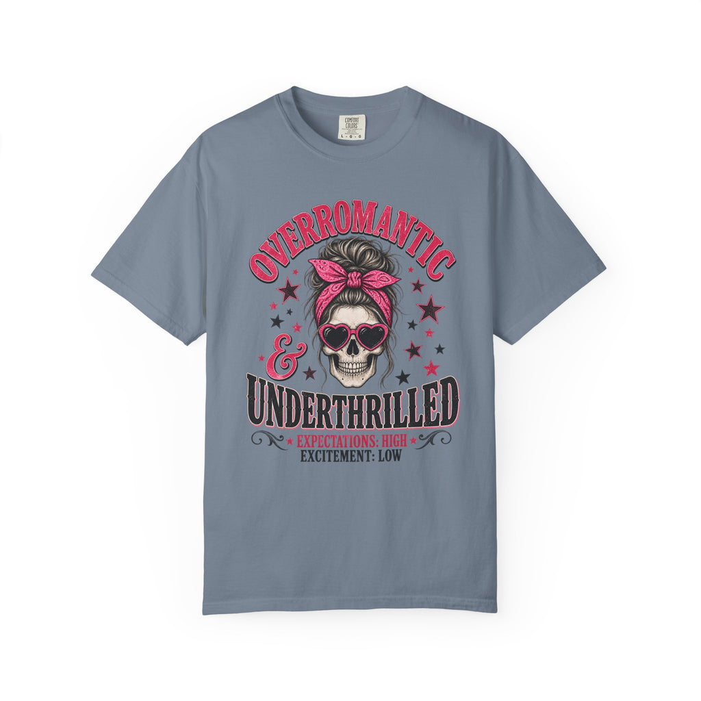 Skull Bandana T-Shirt — “Overromantic & Underthrilled” Vintage Rock Tee