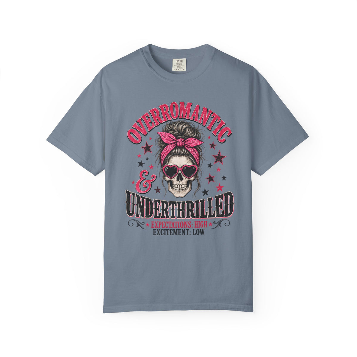 Skull Bandana T-Shirt — “Overromantic & Underthrilled” Vintage Rock Tee