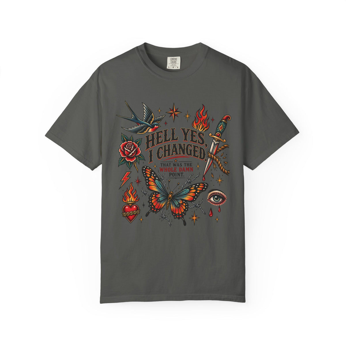 Graphic T-Shirt — "Hell Yes, I Changed" Vintage Tattoo Butterfly Tee