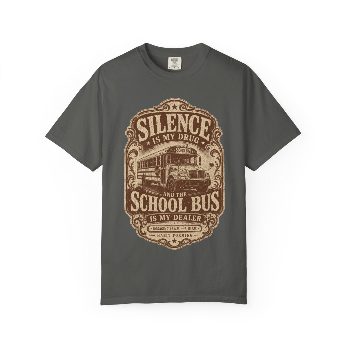 Silence Is My Drug Tee | Funny School Bus Mom Graphic Shirt