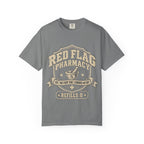 Red Flag Pharmacy T-Shirt — Funny Dating Graphic Tee (Refills: 0)