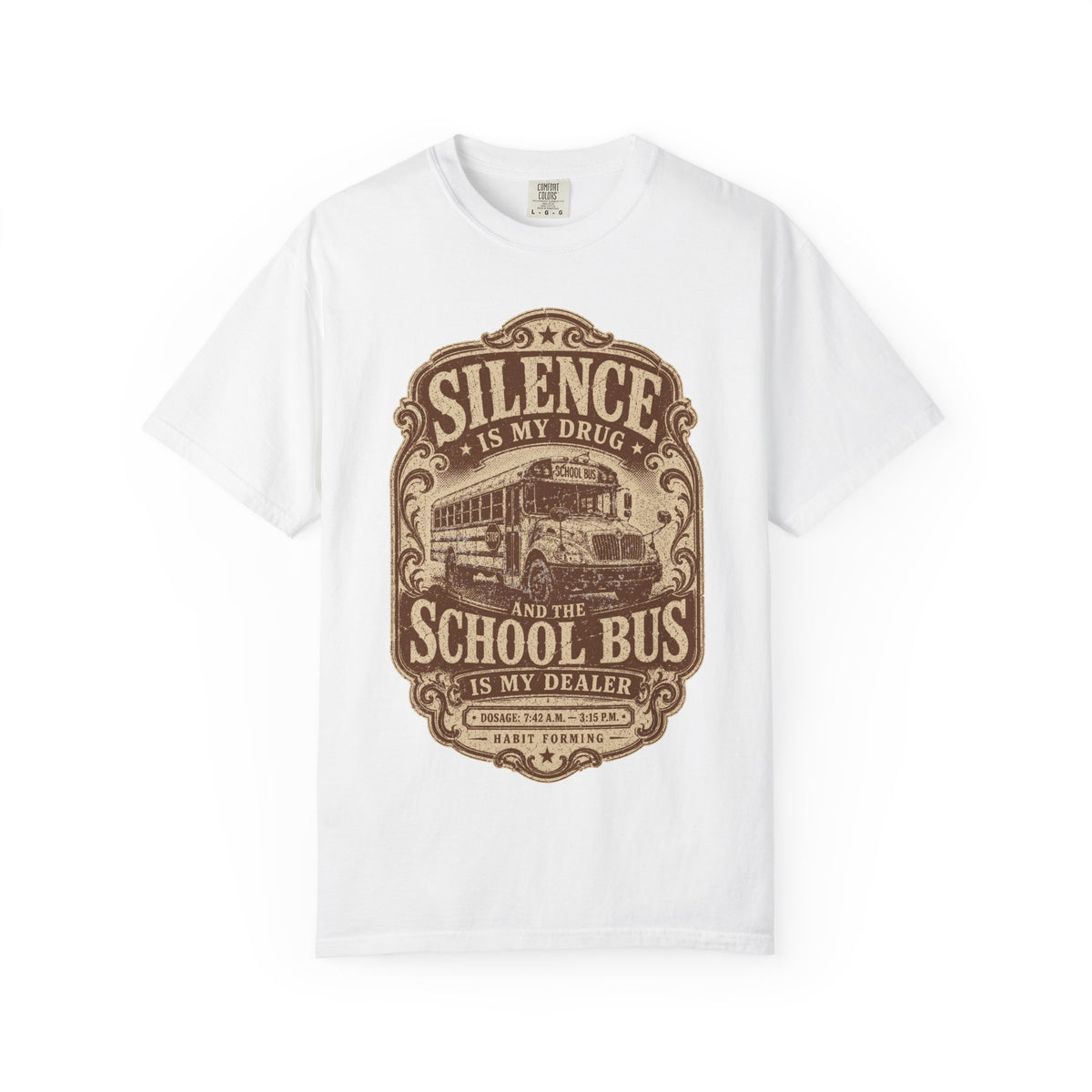 Silence Is My Drug Tee | Funny School Bus Mom Graphic Shirt