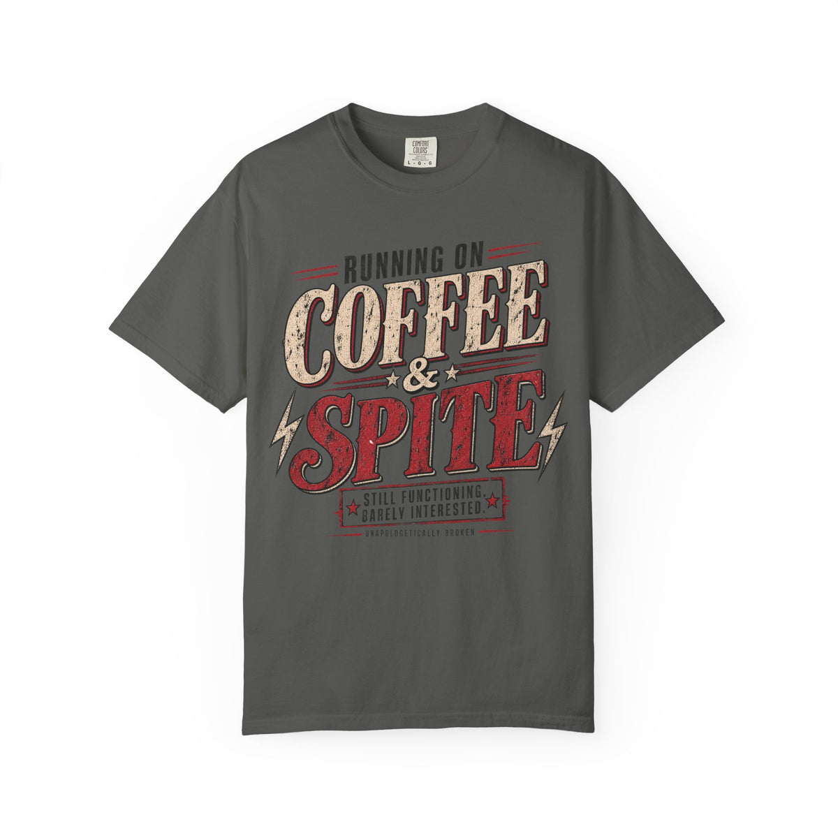 Coffee & Spite T-Shirt — "Running on Coffee & Spite" Retro Graphic Tee