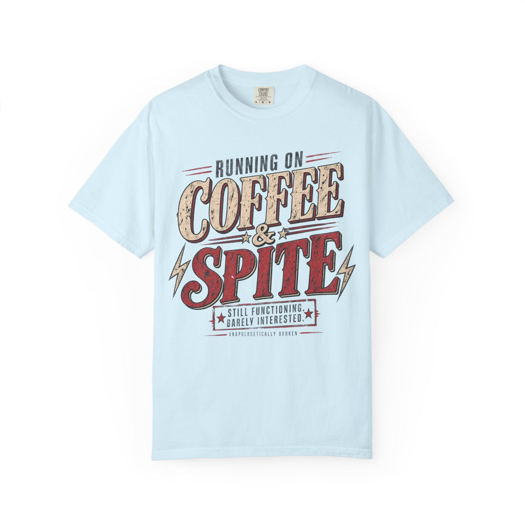 Coffee & Spite T-Shirt — "Running on Coffee & Spite" Retro Graphic Tee