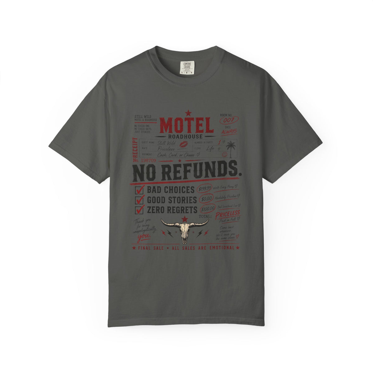 No Refunds Oversized Graphic Tee | Funny Western Shirt