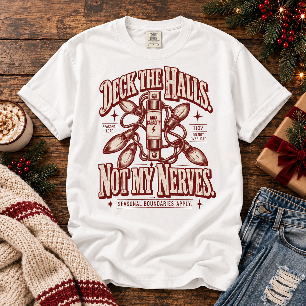 Deck the Halls. Not My Nerves. | Vintage Christmas Oversized Tee