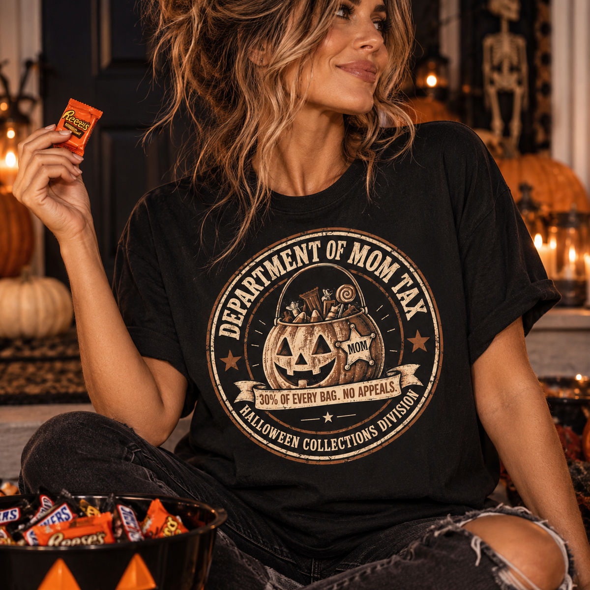 Department of Mom Tax | Funny Vintage Halloween Mom Oversized Tee
